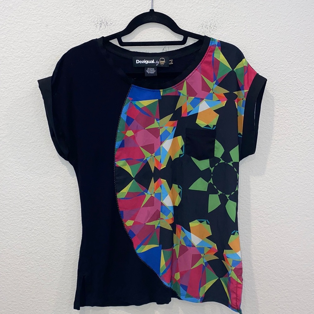 Desigual Short Sleeve Geometric Blouse
